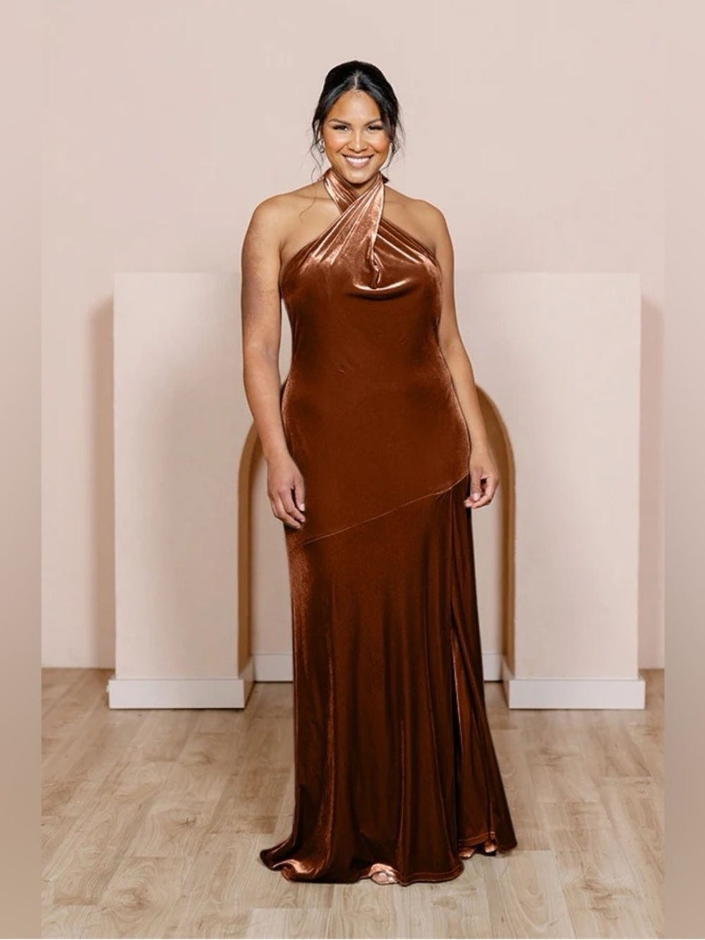 Revelry Chocolate Brown Velvet Maxi Dress